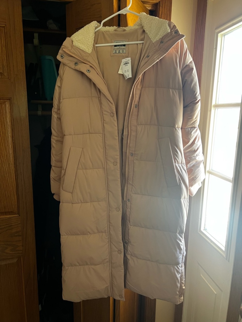 Abercrombie & Fitch Ultra Long Puffer Coat Blush Pink NWT - Picture 3 of 6